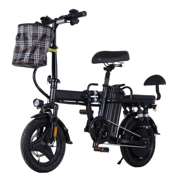 A9 Electric Bike (eBike), 48V/14Ah Li-ion Battery, 500W Motor, 80KM Max Range, 20MPH, 14" Tires, 110KG Max Load, Disc Brakes, Lights, Alarm, Suspension, Foldable, Phone Holder, LED Display, Black - Powerful, Safe & Convenient! - Image 2