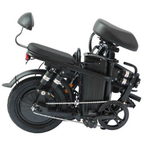 A9 Electric Bike (eBike), 48V/14Ah Li-ion Battery, 500W Motor, 80KM Max Range, 20MPH, 14" Tires, 110KG Max Load, Disc Brakes, Lights, Alarm, Suspension, Foldable, Phone Holder, LED Display, Black - Powerful, Safe & Convenient! - Image 3