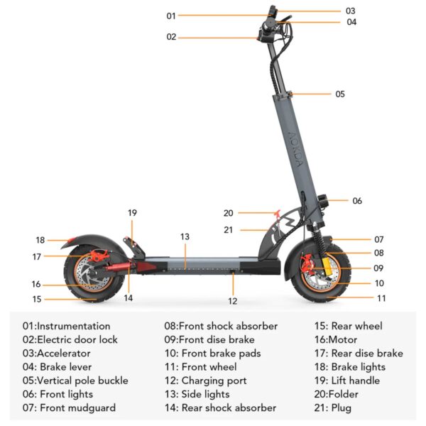 Aokda A1 Foldable Electric Scooter – 250W/800W Motor, 48V 10AH Battery, 45Km/h, Dirt Tires - Image 8