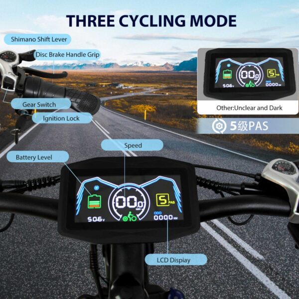 ORLMS Finder 26 Electric Bike – 52V 3000W Dual Motor, 26"x4.0 Fat Tire, 52V 25Ah Battery, 62KM/H Top Speed, Full Suspension, Hydraulic Disc Brakes, 7-Speed Gears - Image 7
