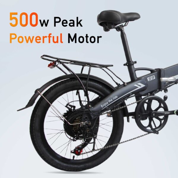 ORLMS S9 Compact Electric Bike – 48V 500W Motor, 13Ah Battery, 20x1.95 Tires, 35KM/H Max Speed, 5-Speed Gears, Lightweight Commuter eBike, CE & UL Tested! - Image 5