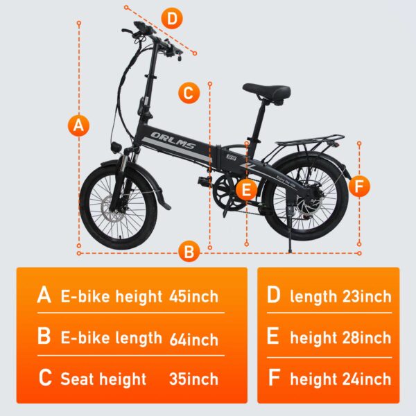 ORLMS S9 Compact Electric Bike – 48V 500W Motor, 13Ah Battery, 20x1.95 Tires, 35KM/H Max Speed, 5-Speed Gears, Lightweight Commuter eBike, CE & UL Tested! - Image 7
