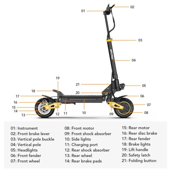 iENYRID ES1 Dual Motor Electric Scooter – 2400W Power, 48V 20.8AH Battery, 55Km/h Speed, Off-Road Tires - Image 6