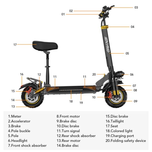 iENYRID ES6 Dual Motor Electric Scooter – 2000W Power, 48V 20.8AH Battery, 55Km/h, Enhanced Suspension - Image 5