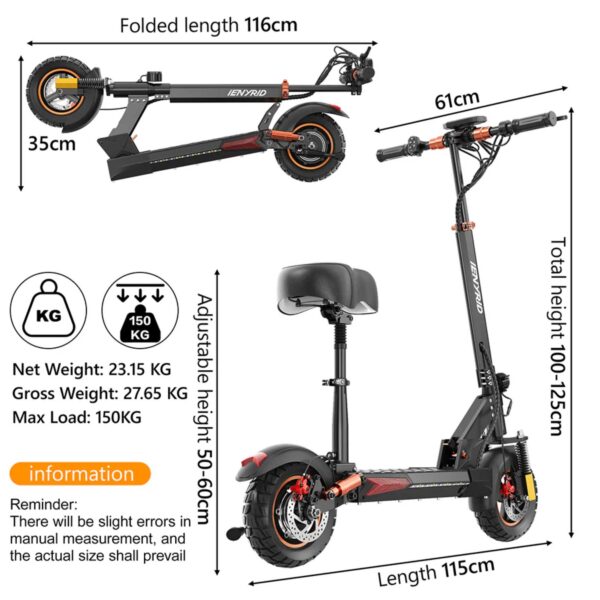 iENYRID M4 Pro S+ Electric Scooter – 800W Motor, 48V 12.5AH Battery, 45Km/h Top Speed, Off-Road 10” Tires - Image 6
