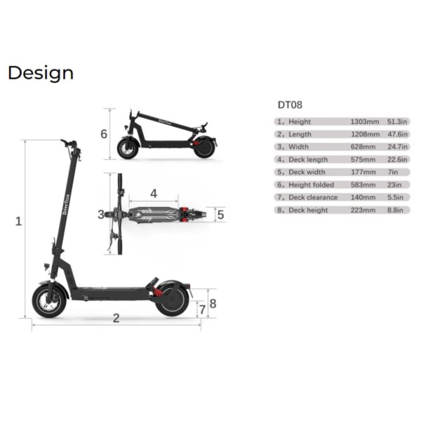 DT08 Electric Scooter – 350W Motor, 36V 10.4Ah Battery, 30 KM/H Max Speed, Dual Suspension, Lightweight & Foldable - Image 5