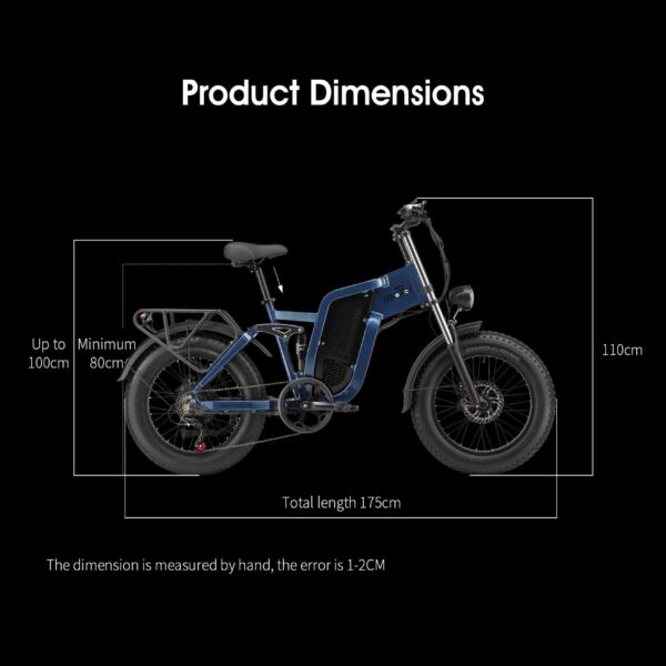 X20Pro 1000W Fat Tire eBike – Dual Suspension, 90km Range, 48V 20AH Battery - Image 7